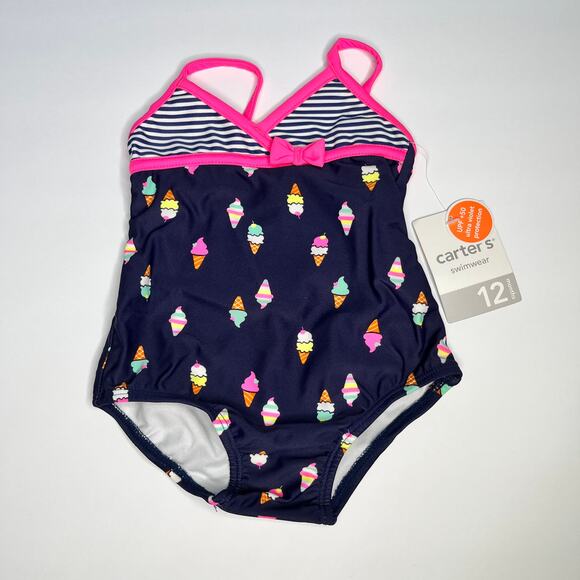 Carter's Swimsuit One Piece Pink Ice Cream New - Picture 1 of 4